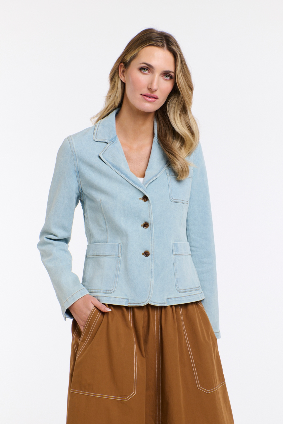 Quinn Light Wash Denim Blazer