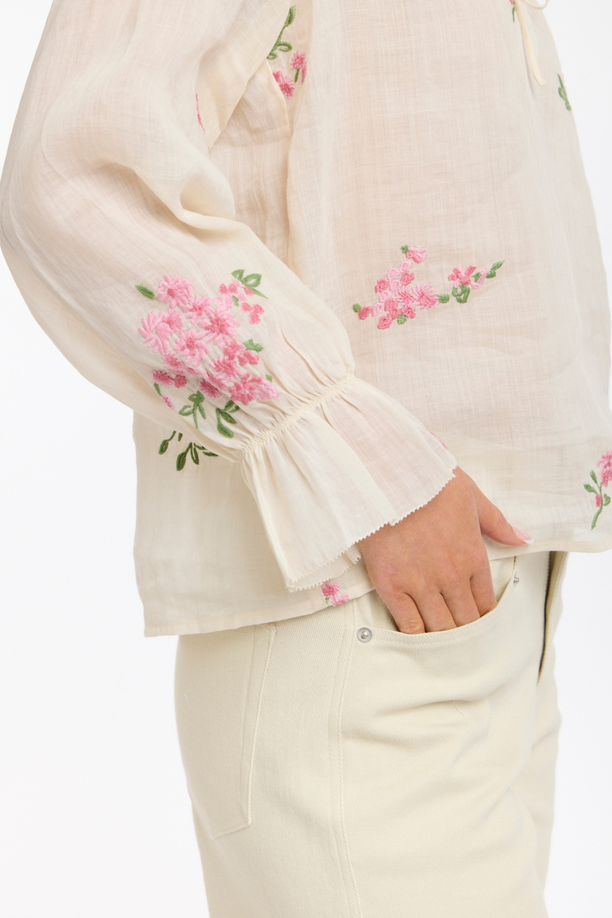 Tess Floral Blouse Ecru Pink