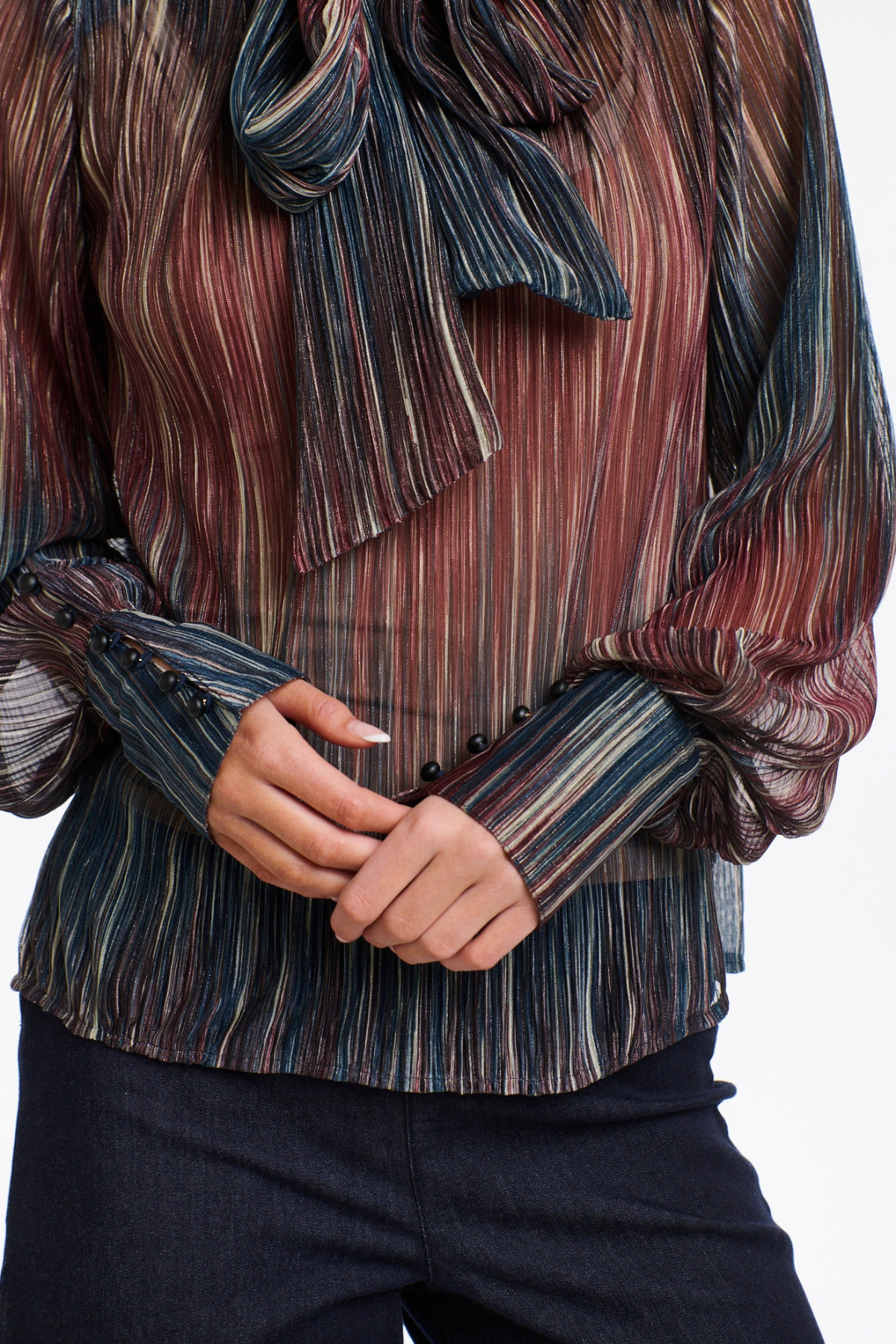 Violette Pussy Bow Blouse Navy