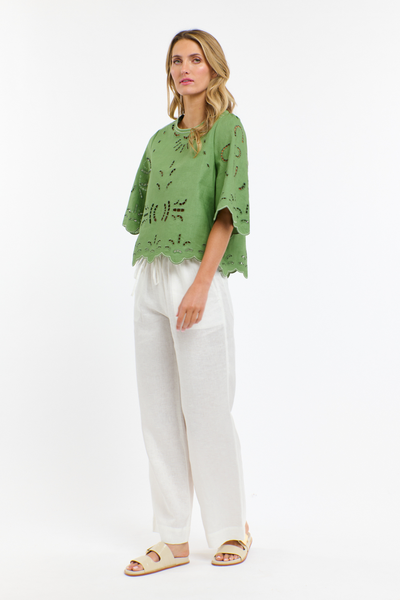 Annie Embroidered Blouse Kelly Green