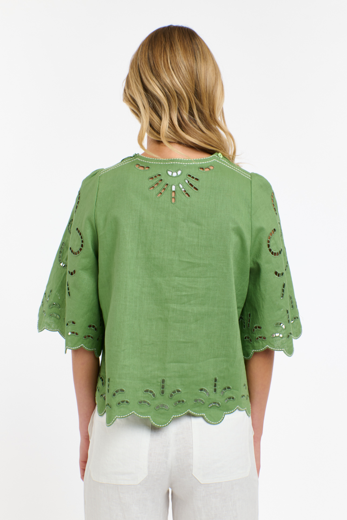 Annie Embroidered Blouse Kelly Green