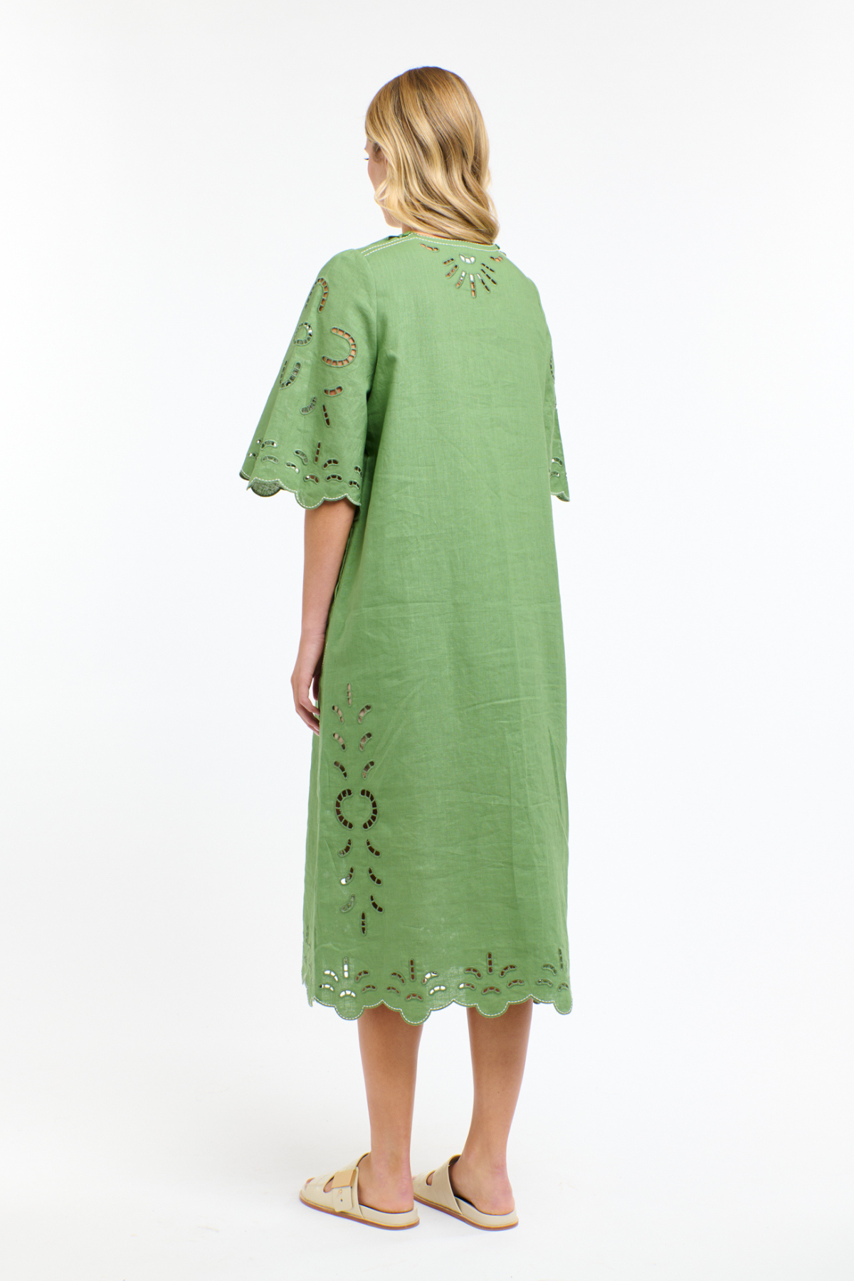 Annie Embroidered Dress Kelly Green