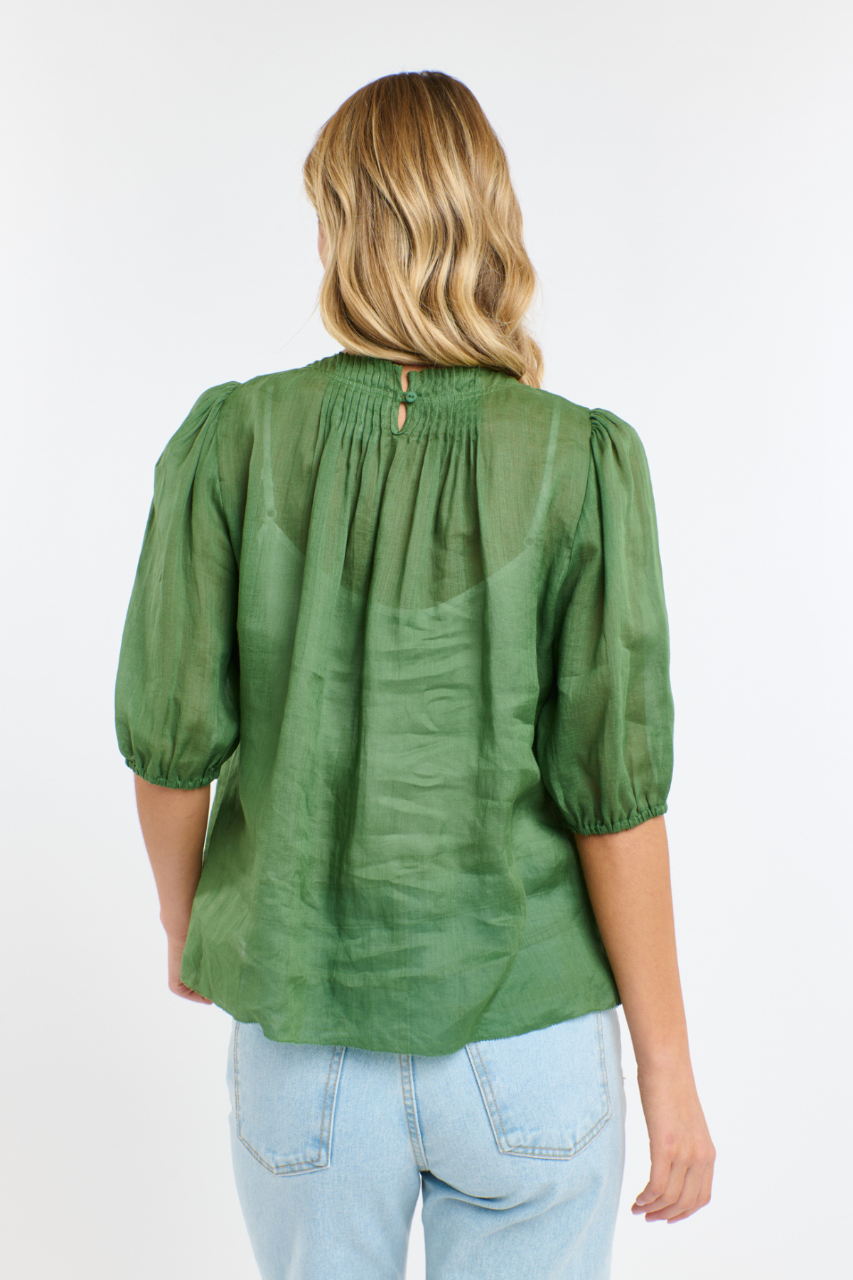 Ariel Pintuck Blouse Kelly Green