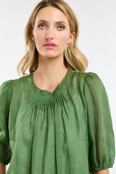 Ariel Pintuck Blouse Kelly Green