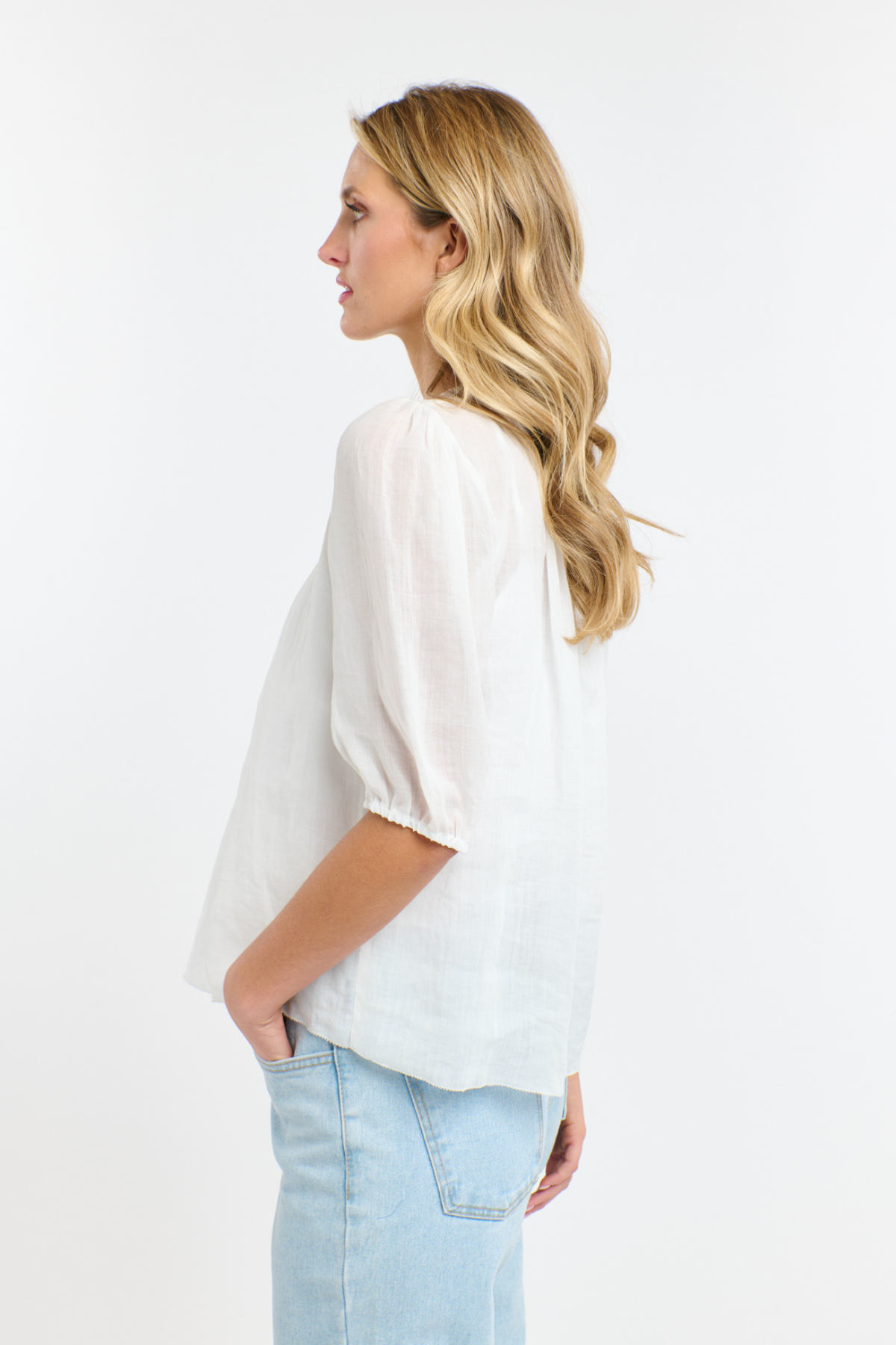 Ariel Pintuck Blouse White