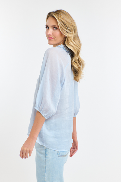 Cha Cha Frill Blouse Powder Blue