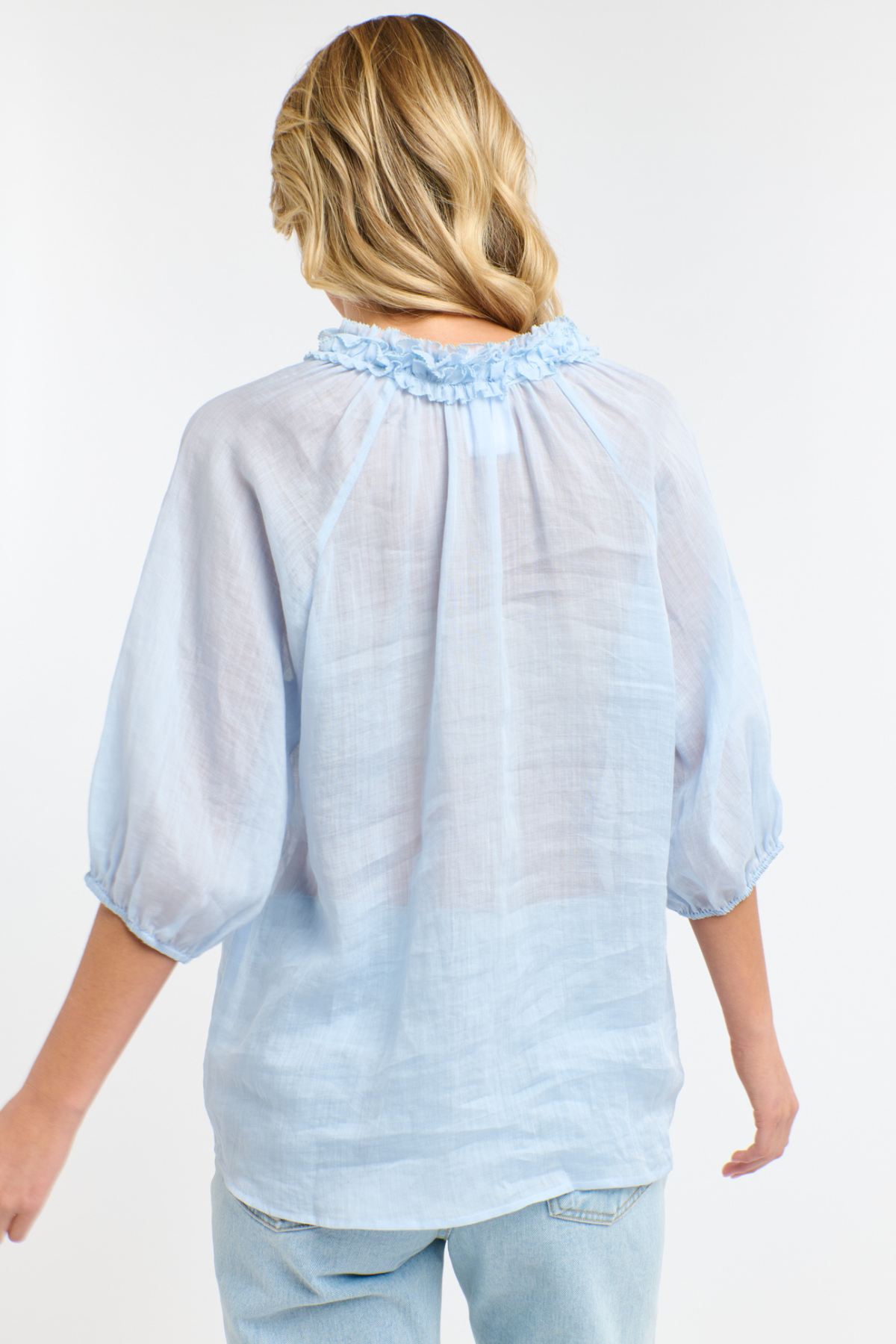 Cha Cha Frill Blouse Powder Blue