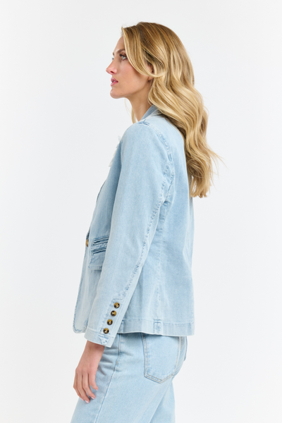 Denim Blazer Flower Brooch