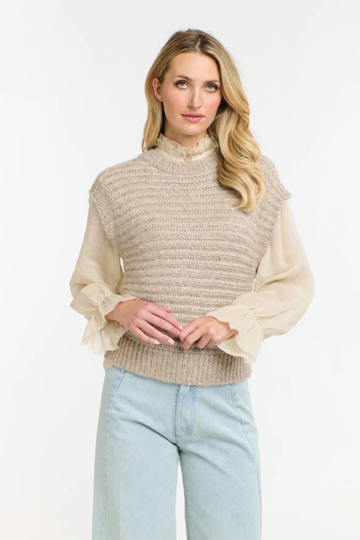 Ellis Lurex Knit Vest Champagne