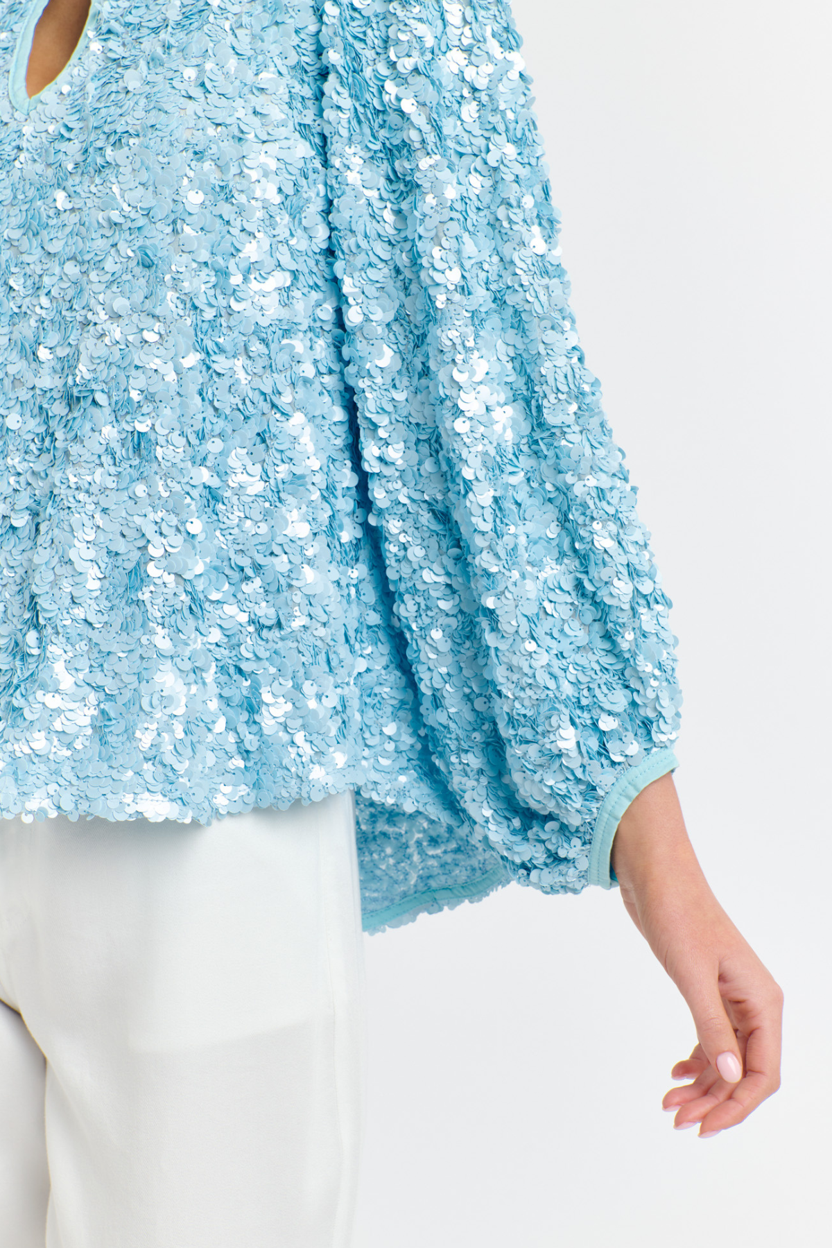Elsa Sequin Blouse Ice Blue