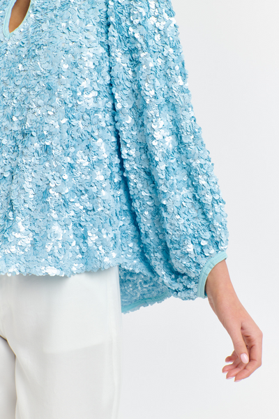 Elsa Sequin Blouse Ice Blue