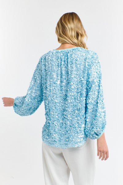 Elsa Sequin Blouse Ice Blue