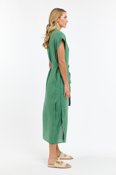 Estivo Linen Dress Green