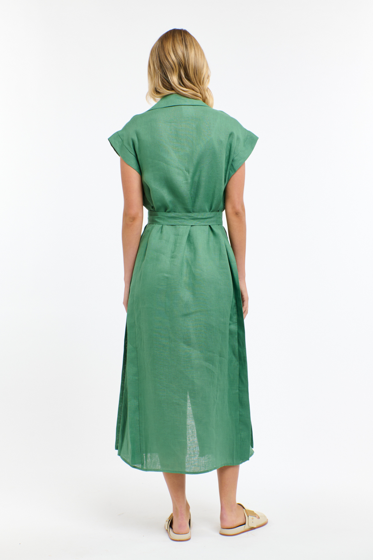 Estivo Linen Dress Green