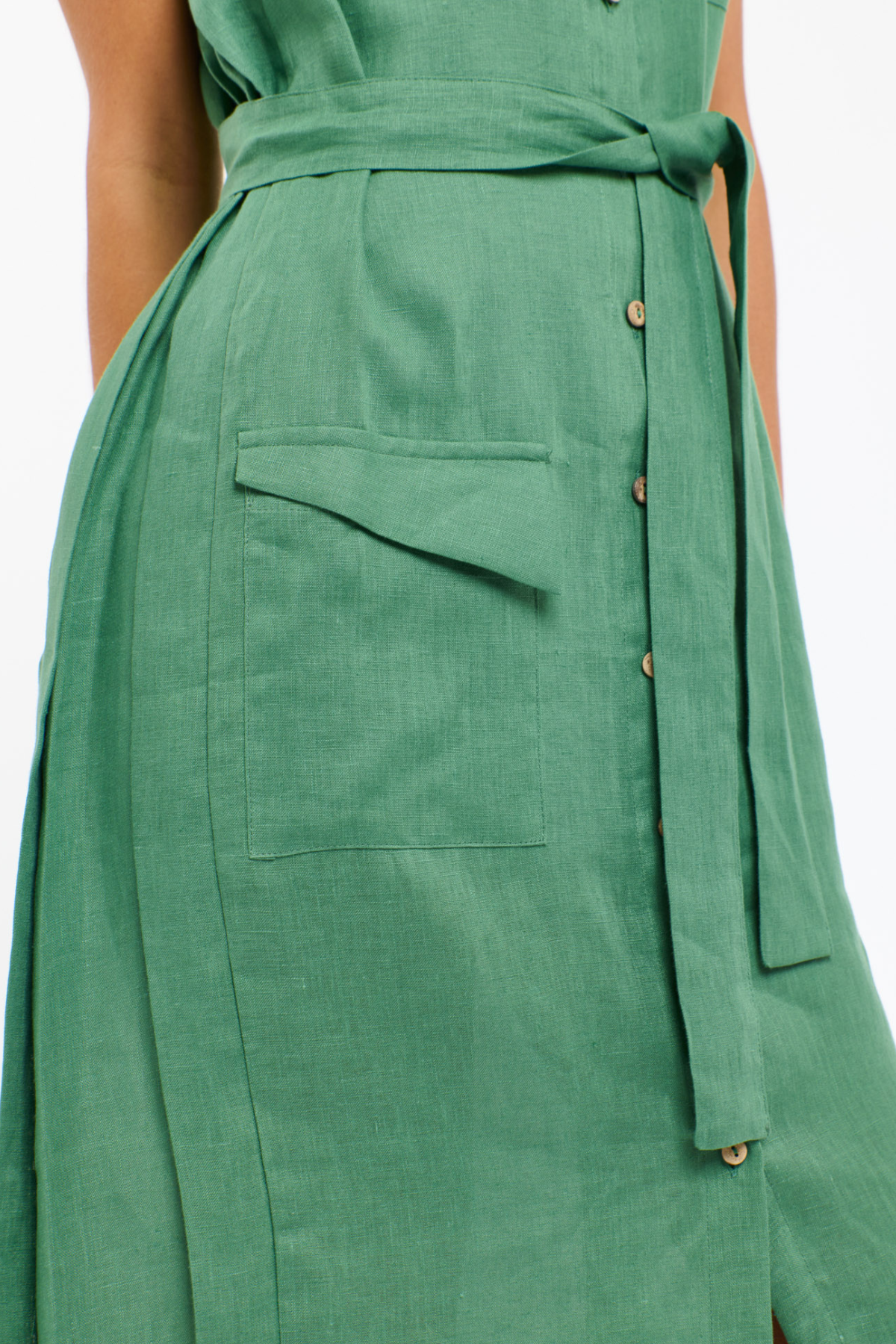 Estivo Linen Dress Green