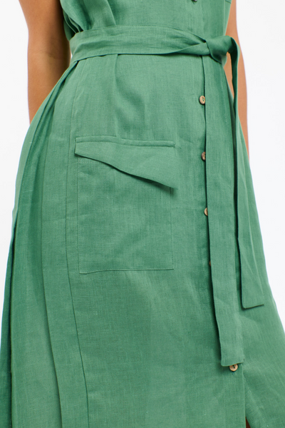 Estivo Linen Dress Green