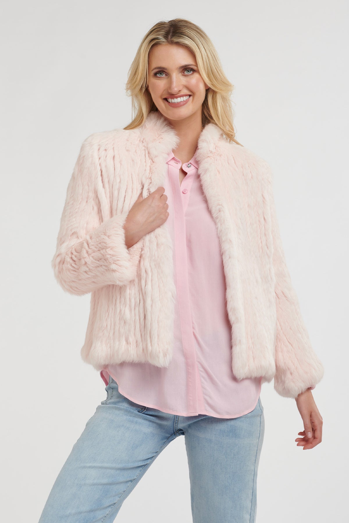 High Neck Rabbit Jacket Ballet Pink – The Farmers Wife