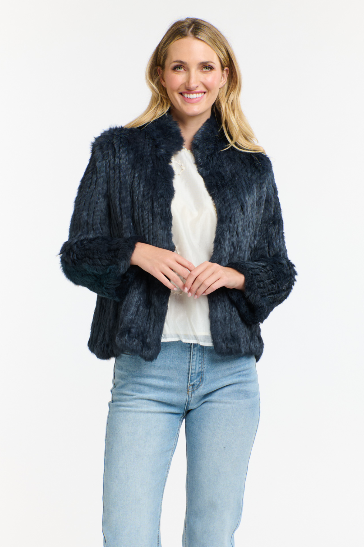 High Neck Rabbit Jacket Midnight