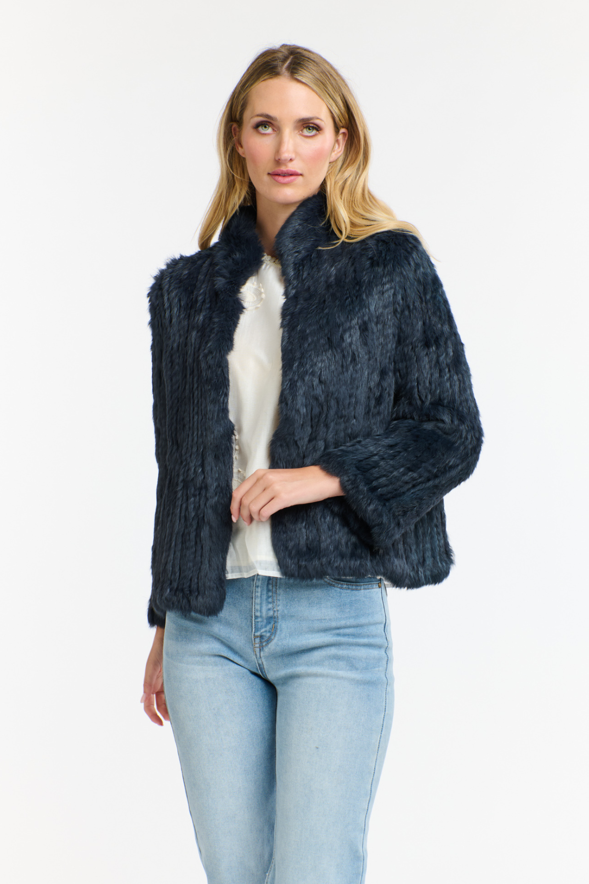 High Neck Rabbit Jacket Midnight