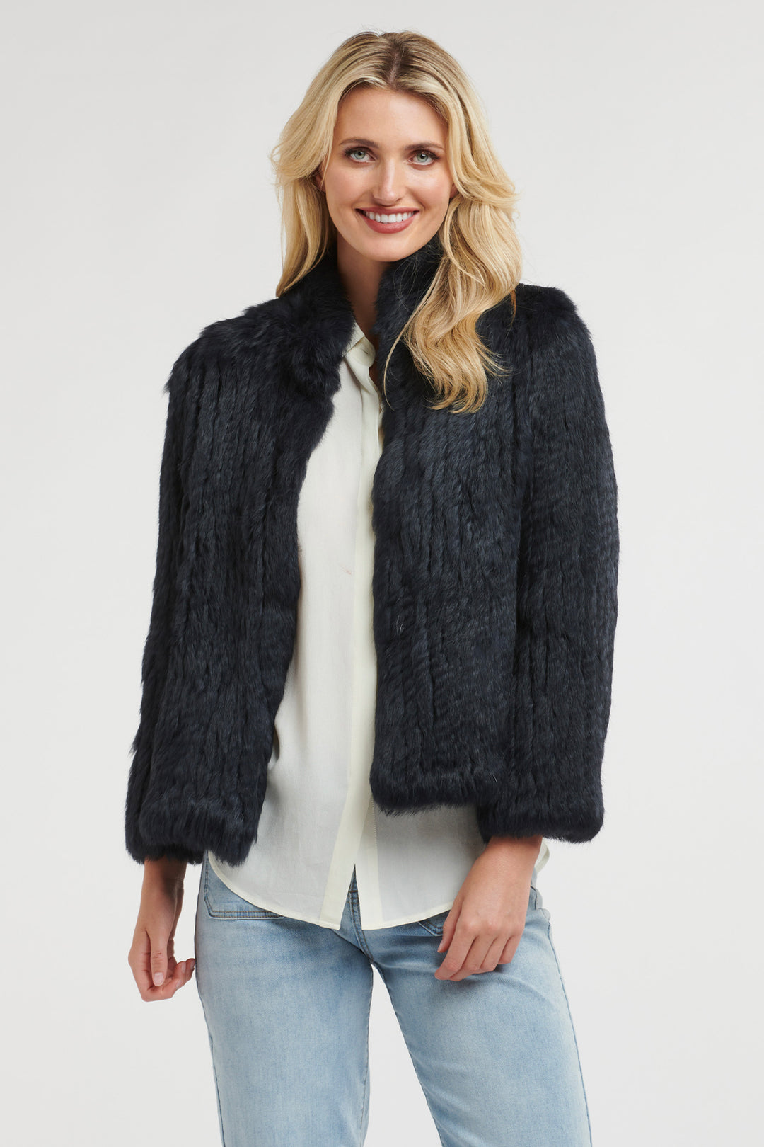High Neck Rabbit Jacket Midnight – The Farmers Wife