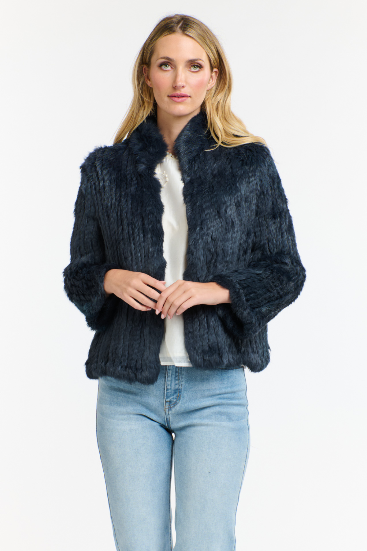 High Neck Rabbit Jacket Midnight
