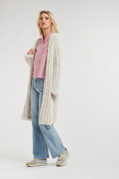 Long Fur Coat Chalk