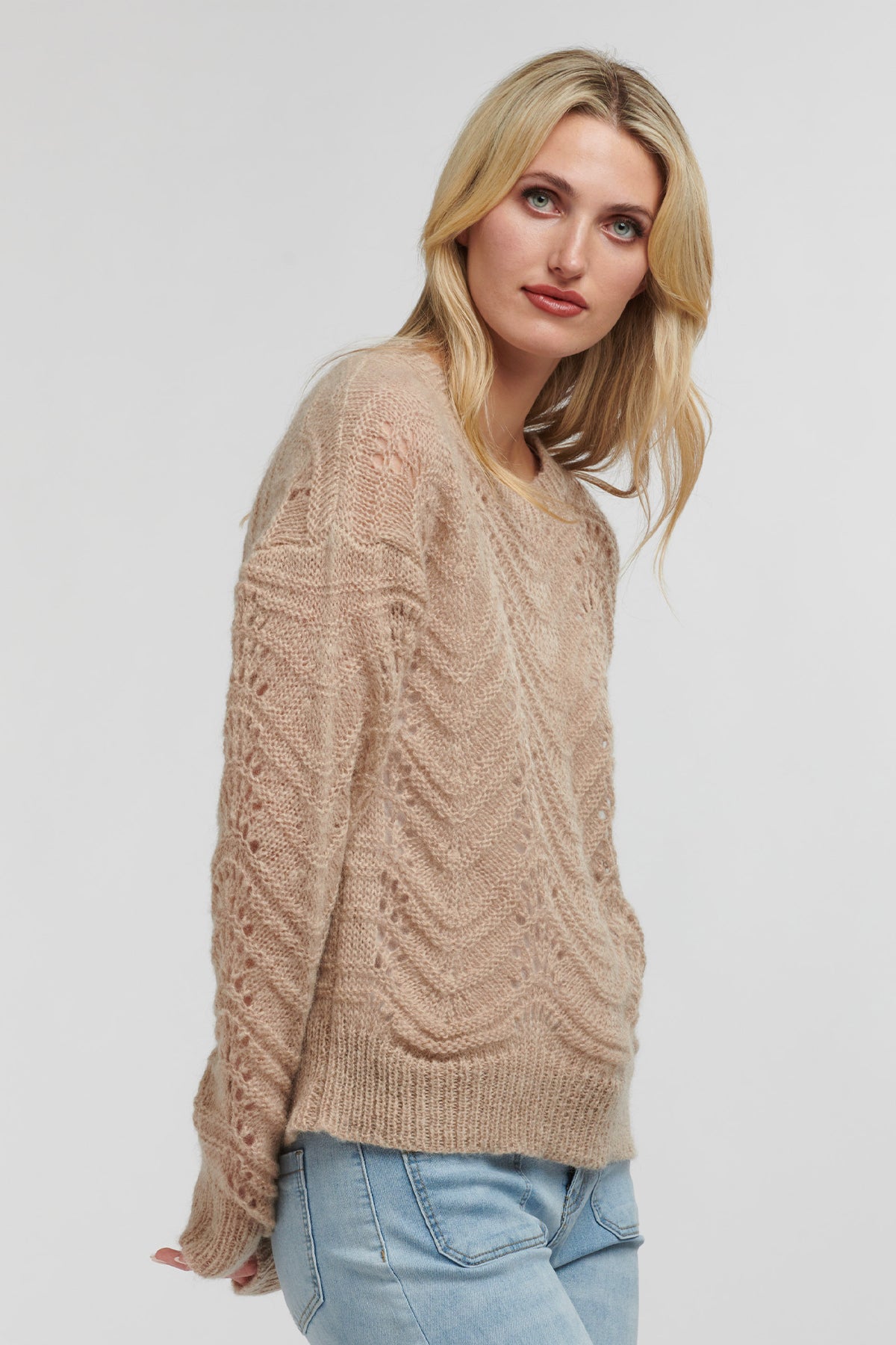 Pointelle Mohair Knit Natural