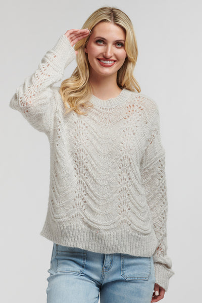 Pointelle Mohair Knit Silver