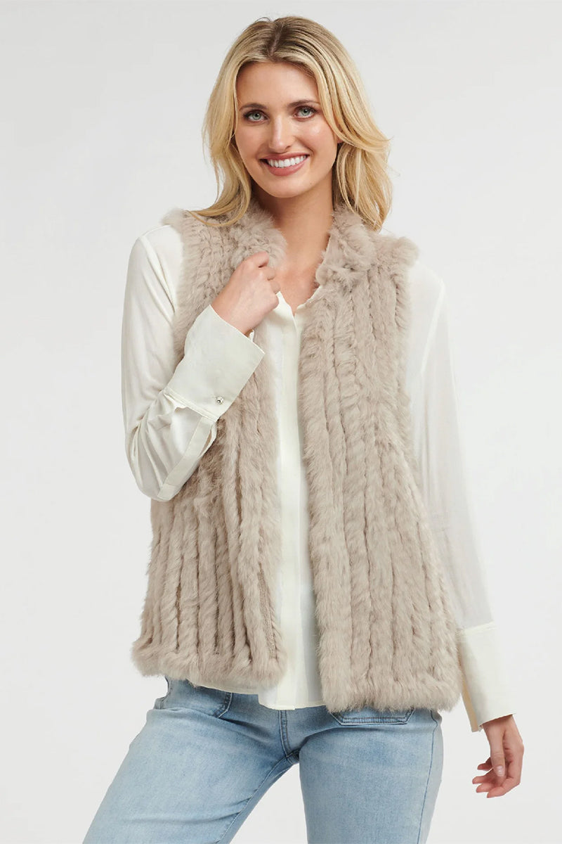 Rabbit Fur Vest Stone