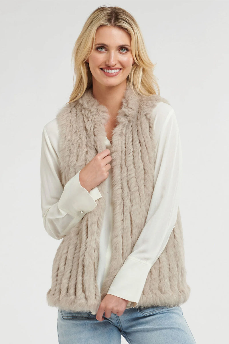 Rabbit Fur Vest Stone