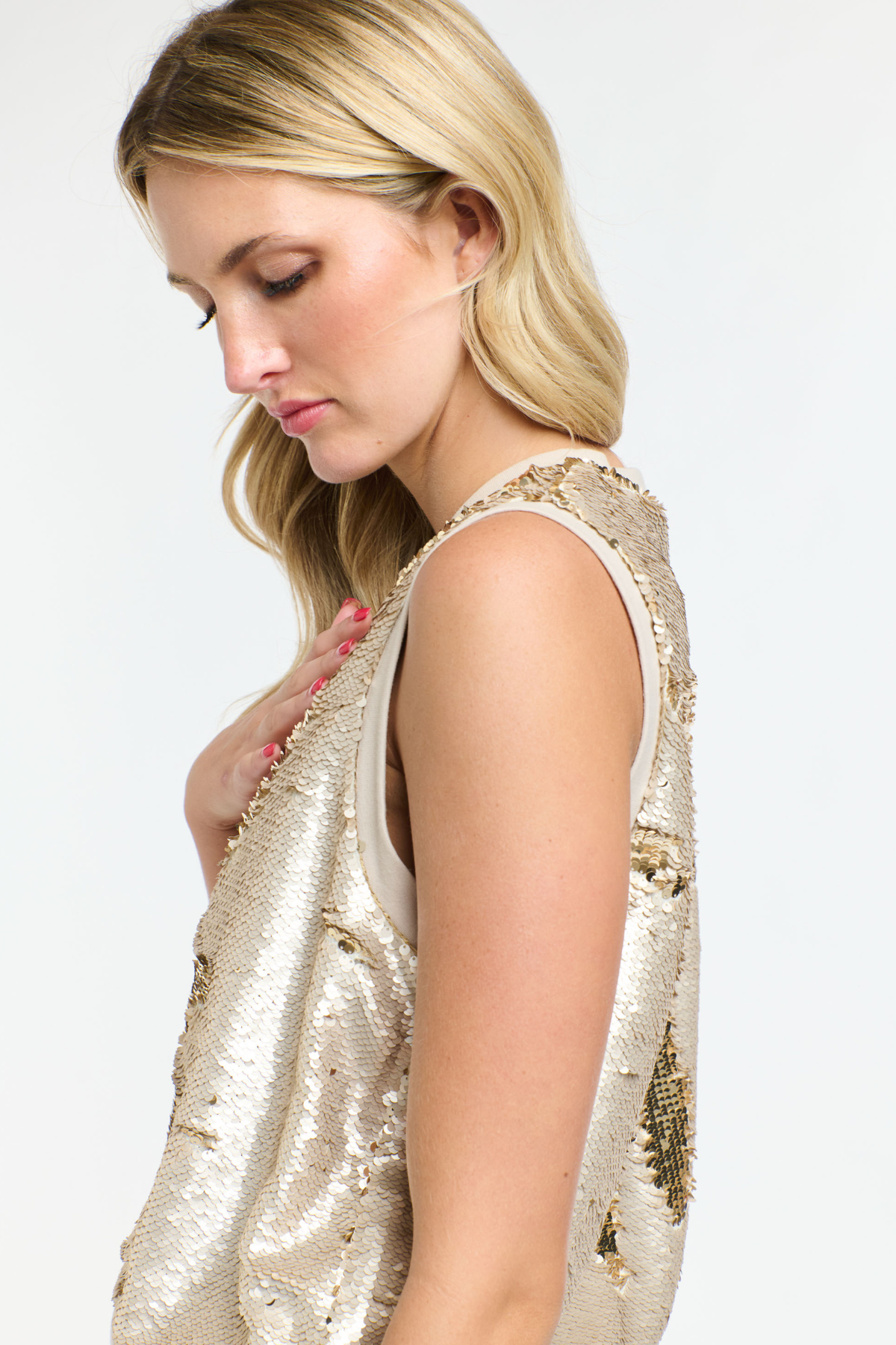 Sequins Tank Pearl Gold
