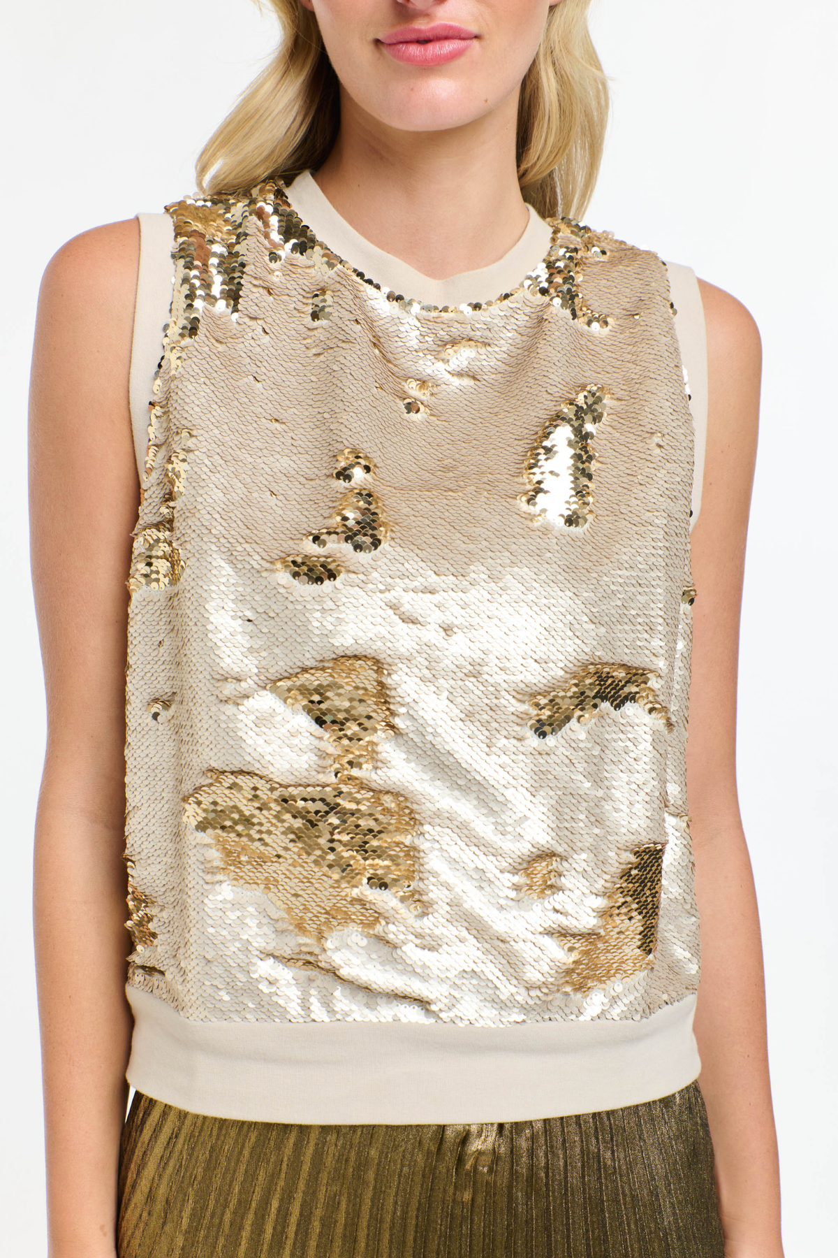 Sequins Tank Pearl Gold