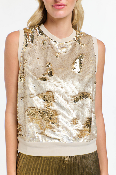 Sequins Tank Pearl Gold