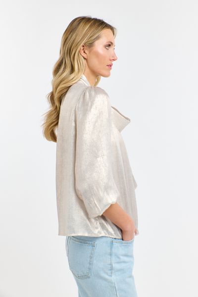 Summer Pussy Bow Blouse Champagne