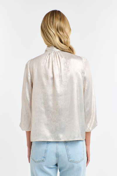 Summer Pussy Bow Blouse Champagne