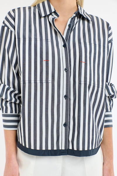 Sydney Stripe Shirt White & Navy