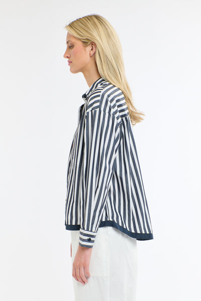 Sydney Stripe Shirt White & Navy