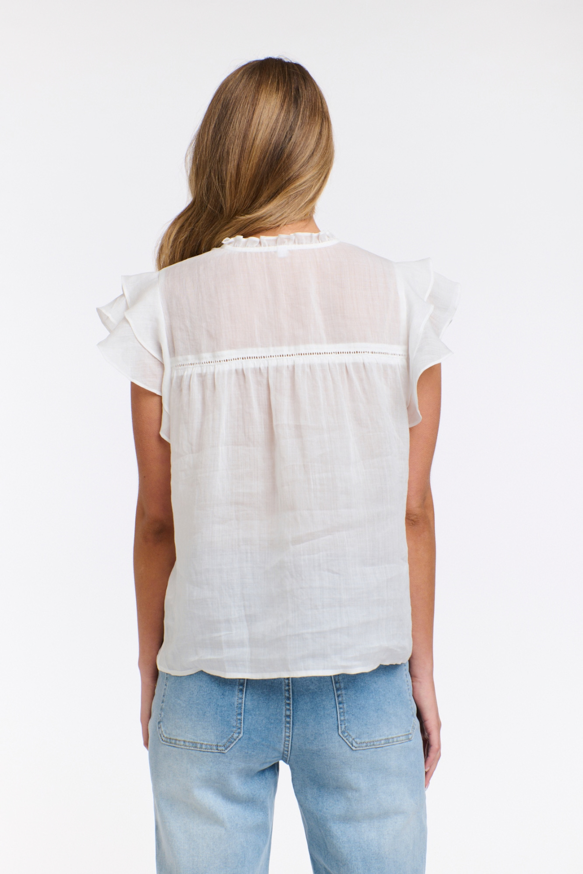 Alannah Flutter Sleeve Blouse White