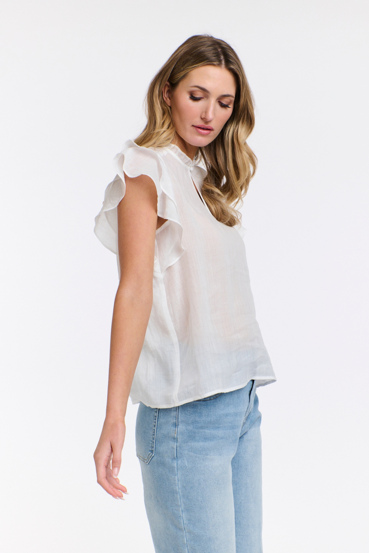 Alannah Flutter Sleeve Blouse White