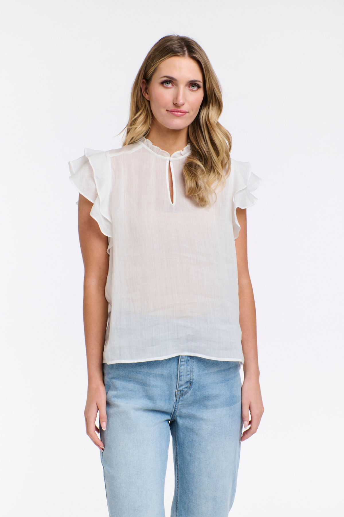 Alannah Flutter Sleeve Blouse White