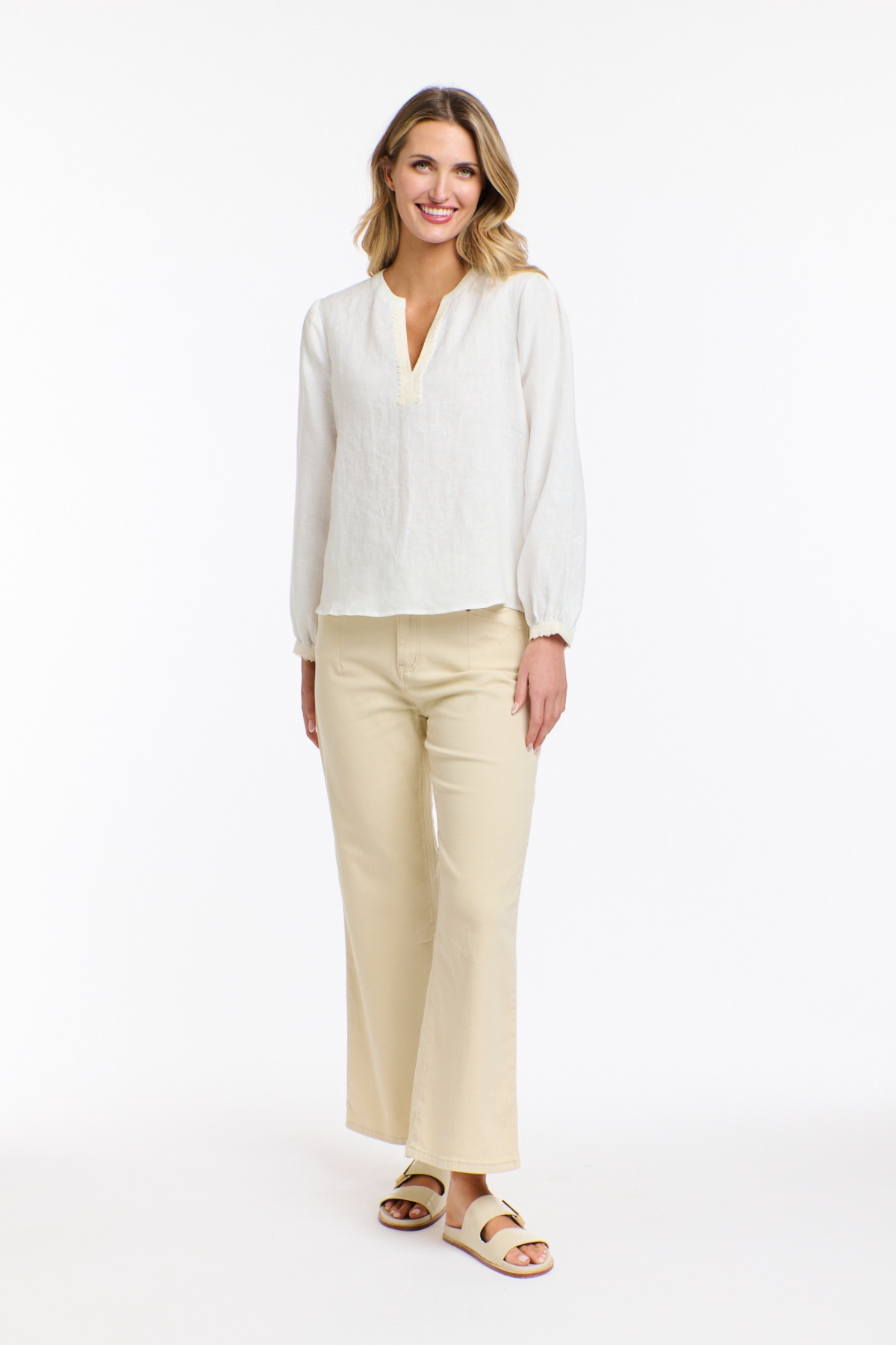Anika Embroidered Linen Blouse White