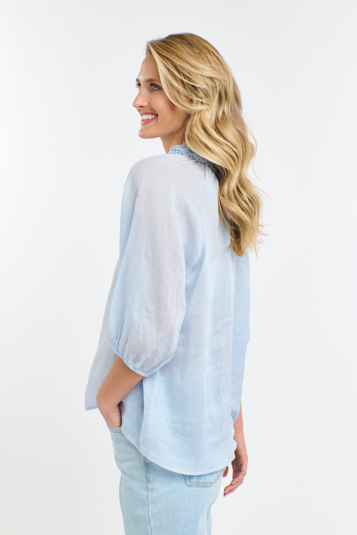 Cha Cha Frill Shirt Powder Blue