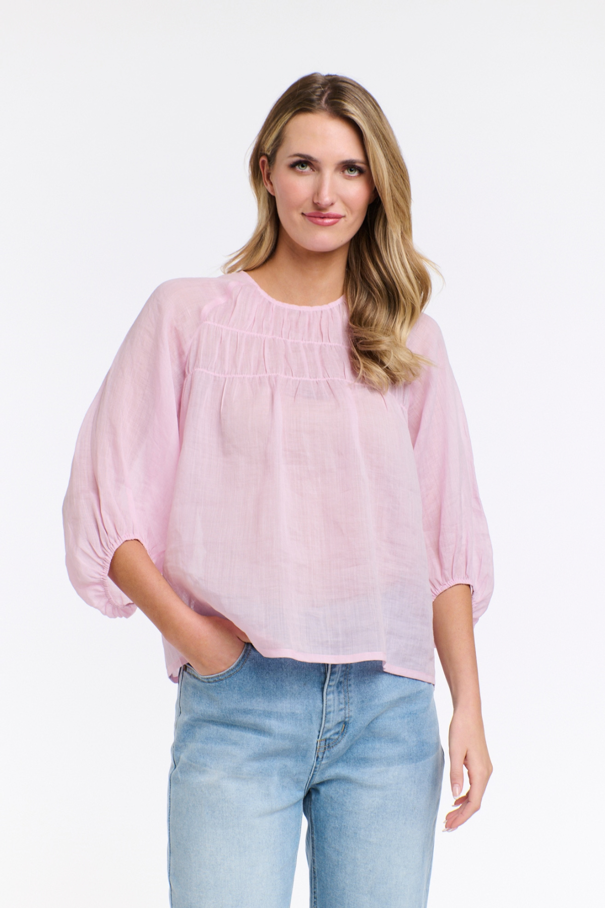 Eden Smock Blouse Pink Pearl