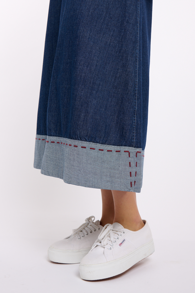 Easton Denim Skirt Red Stitch