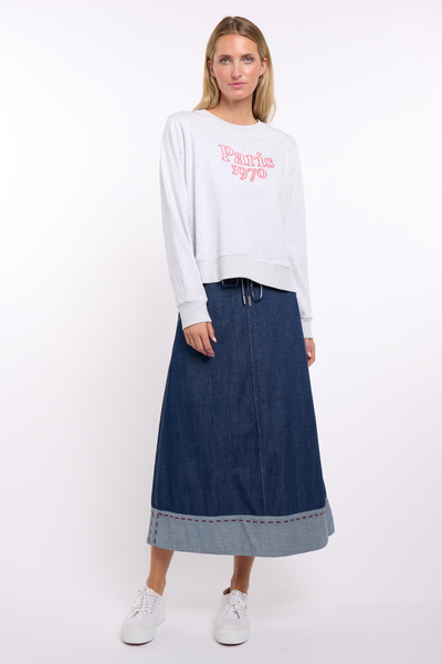 Easton Denim Skirt Red Stitch
