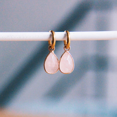 Drop Earrings Pink Stone