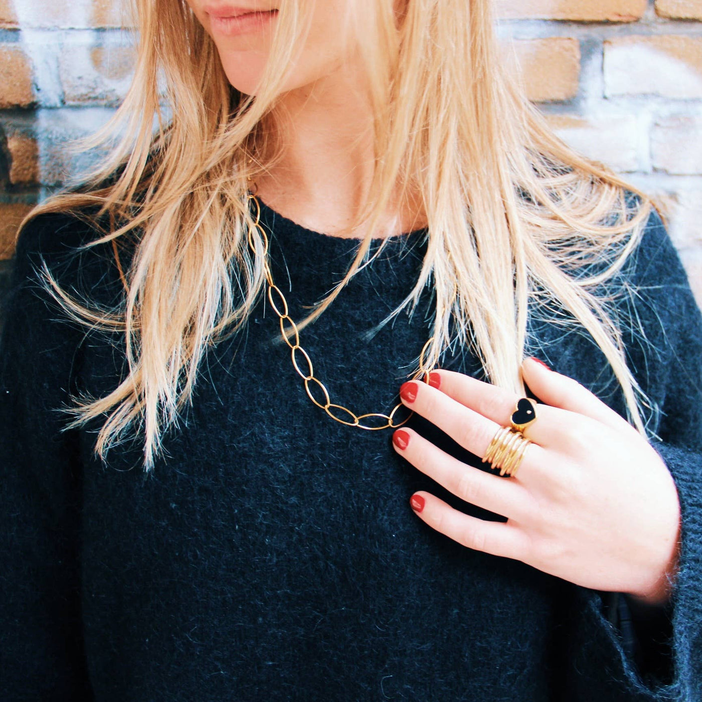 Long Oval Chain Necklace