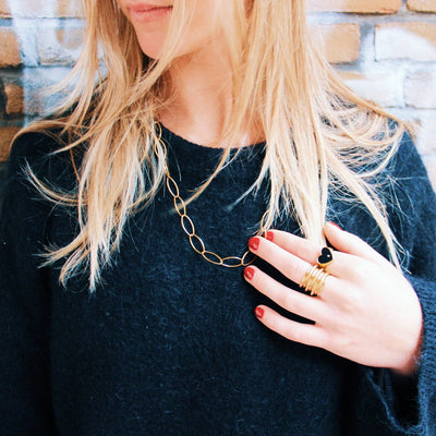 Long Oval Chain Necklace