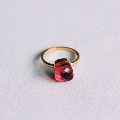 Square Crystal Stone Magenta Ring