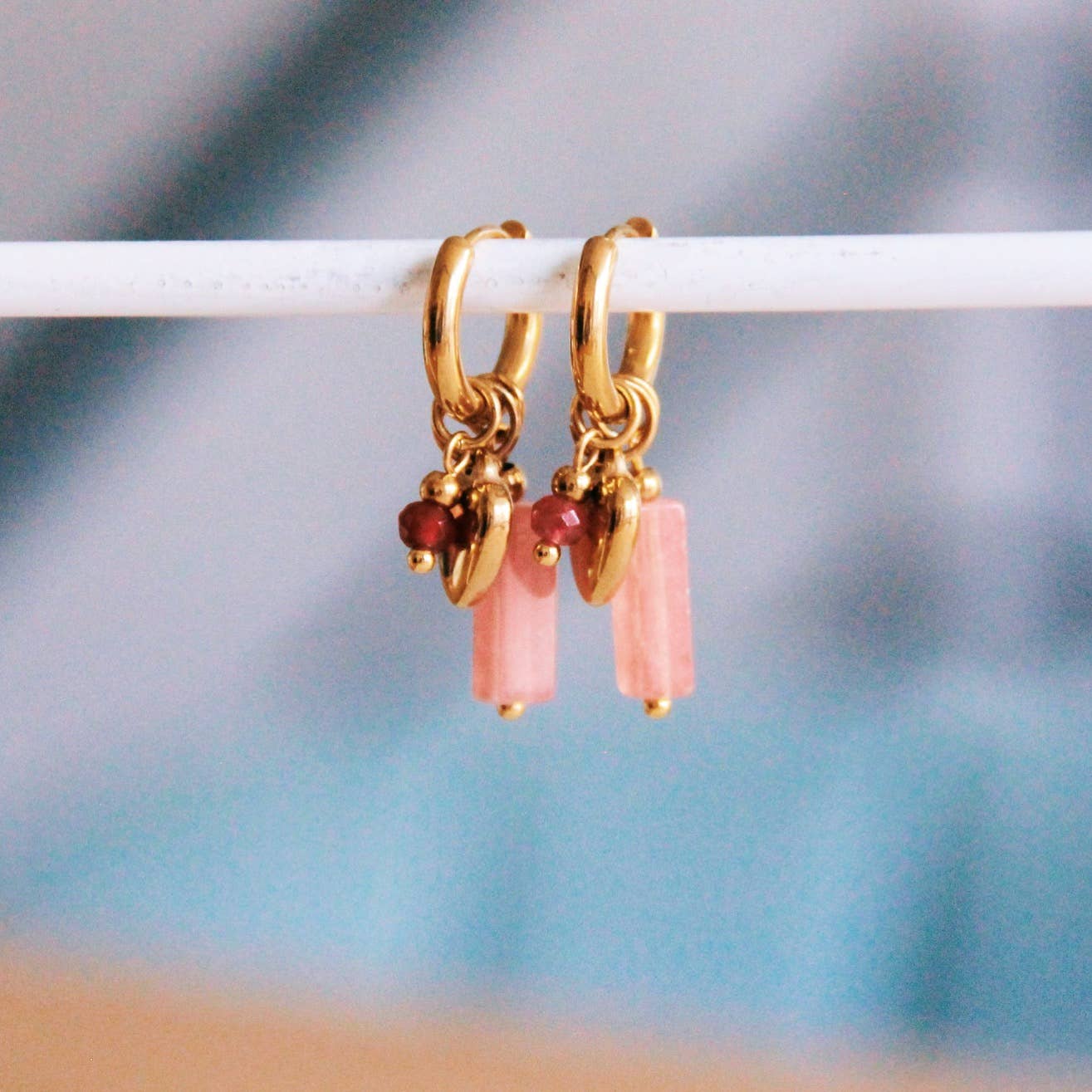 Pink Facet Heart Drop Earring